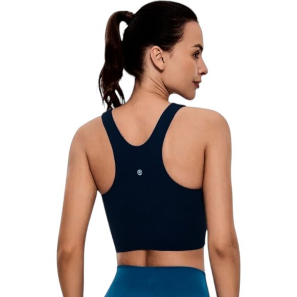 CRZ Yoga navy blue Butterluxe high neck racerback tank top size L NWT - Picture 3 of 7